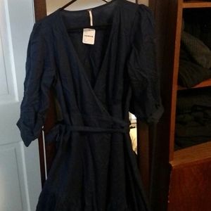 Navy asymmetrical hem dress